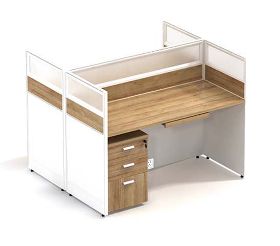 Single-Seat Straight Office Cubicle Workstation with 3-Drawer Mobile Pedestal CUB-ST1-1200-KB-PED