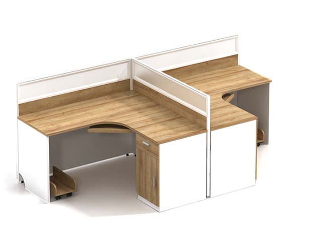 2-Person L-Shaped Partitioned Office Cubicle Workstation WS-L2-CPU-PED