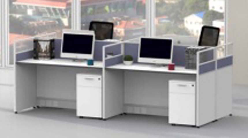 4-Person Cross-Shaped Modular Office Cubicle Workstation with Mobile Pedestals WS-CROSS4-GYWH-750