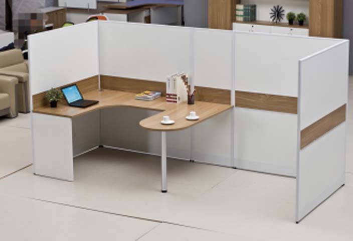 Curved L-Shape High Privacy Modular Office Cubicle Workstation CUB-L-CRV-1600-WO
