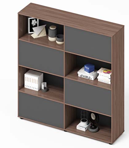 Two-Tone Walnut-Gray Checkerboard Open Display Bookcase BK-CHK24-WG01