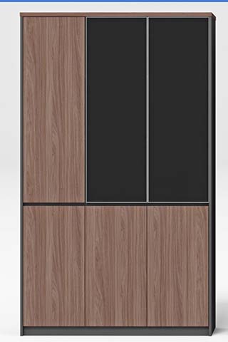 Two-Tone Walnut and Black 3-Bay Freestanding Tall Storage Wardrobe WDC-3BAY-2200