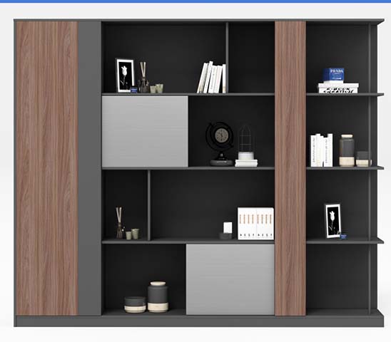 Modern 3-Bay Mixed Open-Closed Office Storage Bookcase Cabinet OBC-3B-DGW-2235