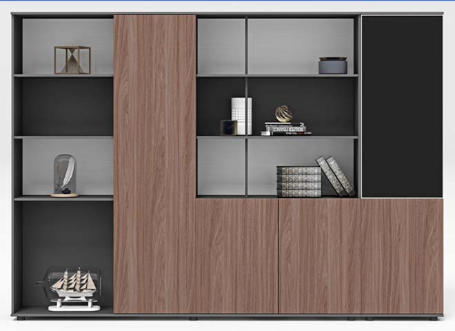 Asymmetric Mixed Open/Closed Office Storage Cabinet OSC-ASY240-WGB