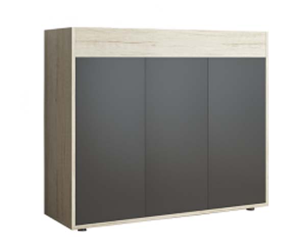Two-Tone 3-Door Sliding Door Low Storage Credenza SDC-3DG-OAK-750H