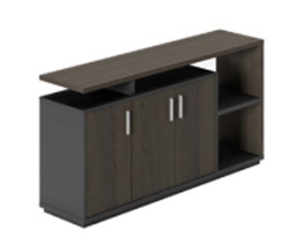 Two-Tone Dark Wood Office Storage Credenza with Open Right Shelving OFC-CRZ-1800-DG
