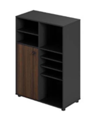 Two-Tone Freestanding Entryway Shoe Storage Cabinet with Open Shelves and Single Door SCB-ASYMW-8503801200