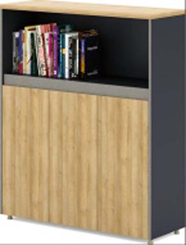 Two-Tone Open Upper Shelf Tambour Door Office Storage Cabinet STC-TAMB-OAK-1180