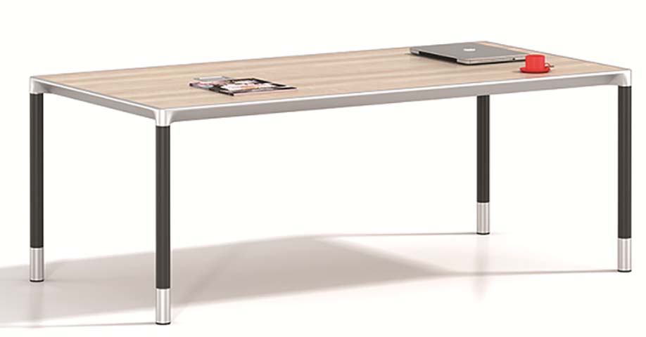 Light Oak Rectangular Office Meeting Table with Silver Edge Trim MT-LTOK-2000-2TONE