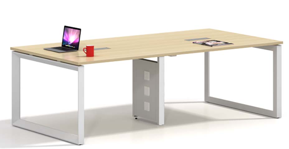 Rectangular Steel-Leg Office Conference Table with Integrated Cable Management MT-RECT-2400-STEEL