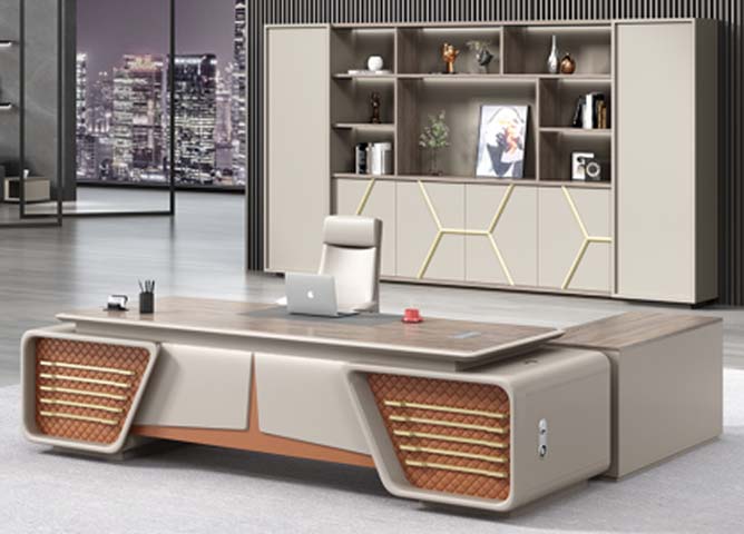 Light Luxury L-Shaped Executive CEO Office Desk with Right Return Cabinet EXD-LUX-L2800-RT