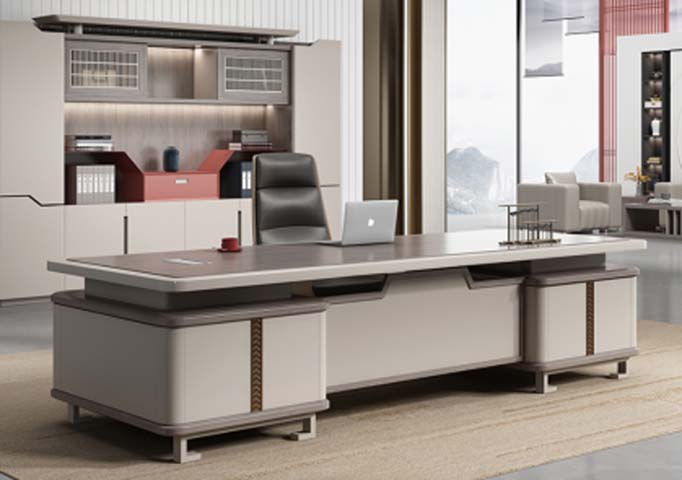 Dual-Pedestal Two-Tone Executive Desk with Herringbone Accents ED-HB2600-DP