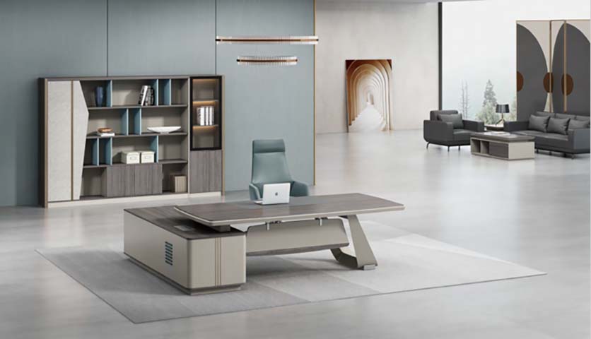 Modern Two-Tone L-Shaped Executive Office Desk with Left Storage Return EXEC-L2400-DWLG