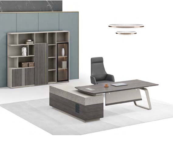 Modern L-Shaped Two-Tone Executive Office Desk with Left Storage Pedestal EXD-L2800-TT-01