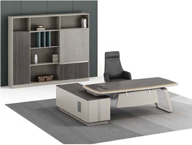 Two-Tone L-Shaped Executive Office Desk with Left Side Return Storage EXEC-L220-DWOFFW