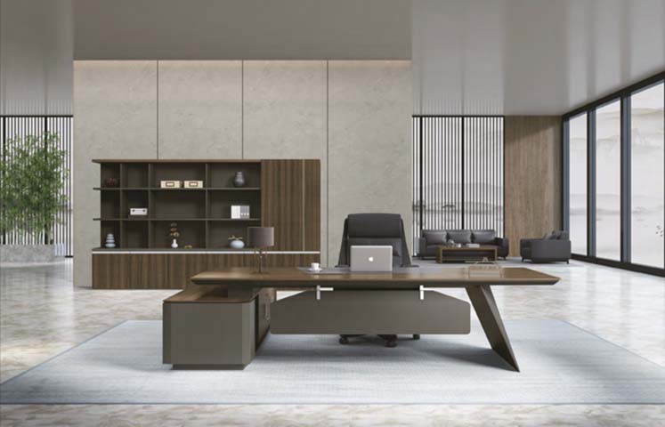 Modern L-Shaped Executive Office Desk with Left Side Return Storage EXD-L3200-WG