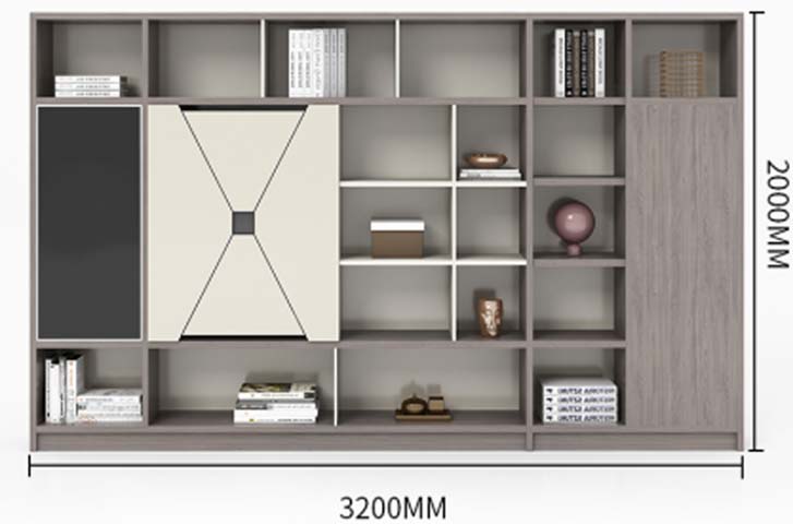 Modern Full-Wall Mixed Open-Closed Office Storage Bookcase with Chalkboard Panel OFC-BK-3200-2000-MIX