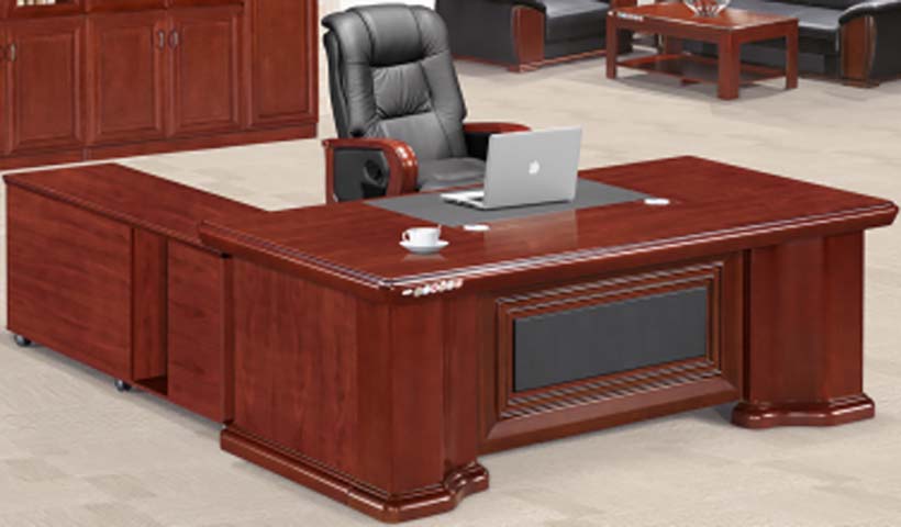 L-Shaped Traditional Veneer Executive Office Desk with Mobile Side Pedestal EXE-L-VNR-2200