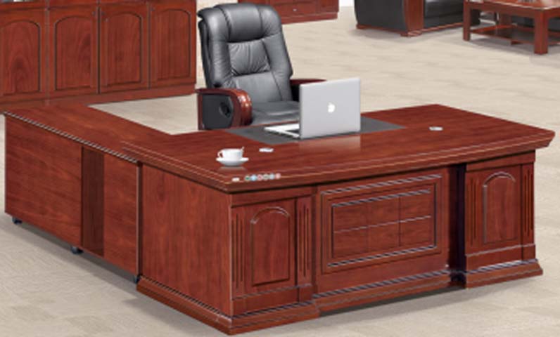Traditional L-Shaped Mahogany Veneer Executive Desk with Left Return and Integrated Storage EXD-LTRD-MHG-3200