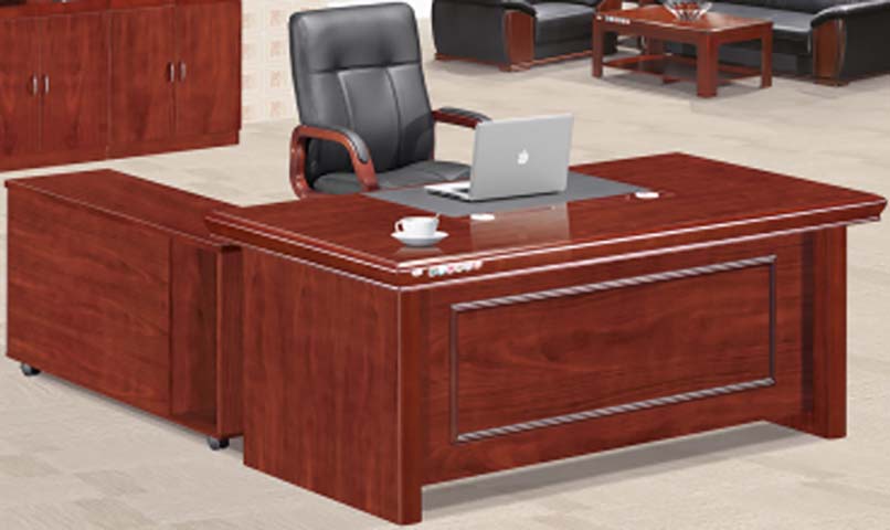 Red Mahogany L-Shaped Executive Office Desk with Mobile Left Return EXD-L-RM-2200