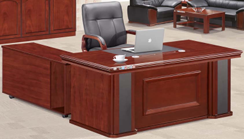 Traditional Red Wood Veneer L-Shaped Executive Office Desk with Mobile Side Return EXD-L2000-RW-MR