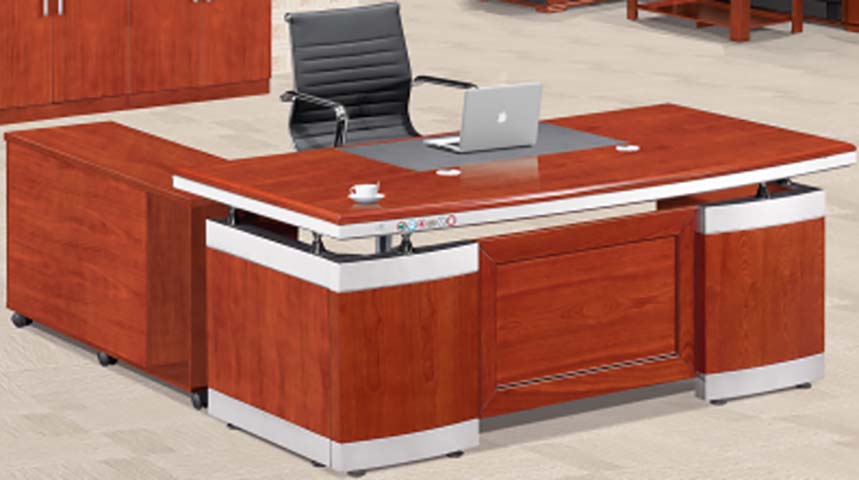 L-Shaped Electric Height-Adjustable Executive Desk with Mobile Wheeled Side Return HTAD-L2200-CHR-SIL-01