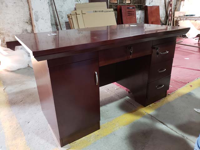 Double Pedestal Mahogany Finish Executive Office Desk with Locking Drawers and Cable Grommets EXD-DP1400-MAH