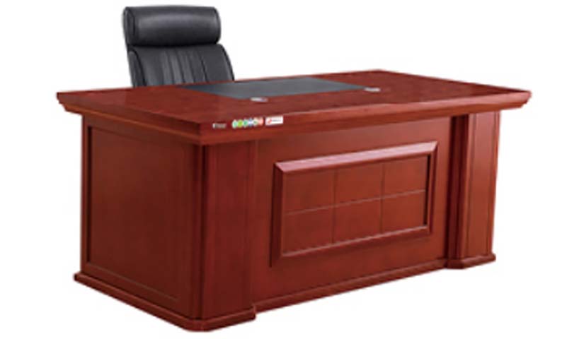 Traditional Mahogany-Red Pedestal Executive Desk with Leather Writing Pad EXD-PED-2400-MAH-L01
