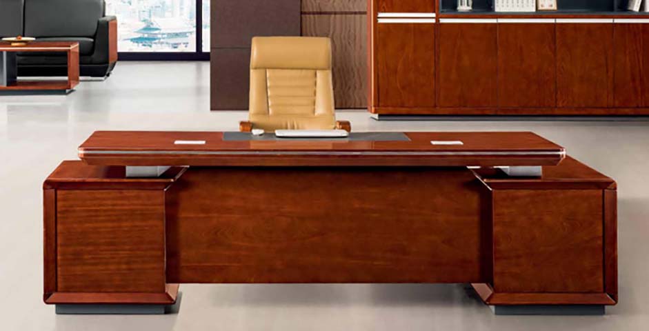 High-Gloss Cherry Veneer Dual-Pedestal Executive Office Desk EXD-CHG-2200
