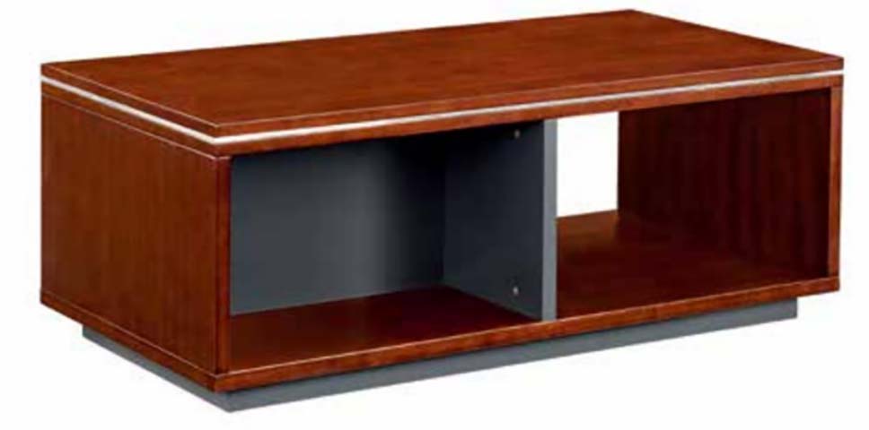 Contemporary Rectangular Open Storage Coffee Table with Metal Trim and Plinth Base CT-PLINTH-2OPEN-1350