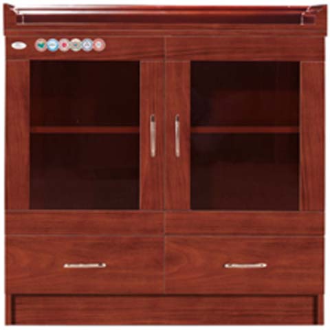 Traditional Mahogany-Tone Office Storage Credenza with Glass Doors and Drawers OFC-CRD-2GD2DR-MAH-760
