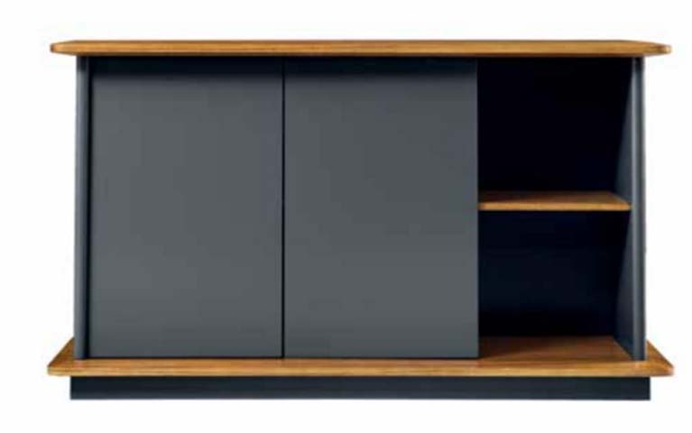 Two-Tone Oak and Charcoal Sliding Door TV Media Console TVC-STND-1800-OAK-CHAR