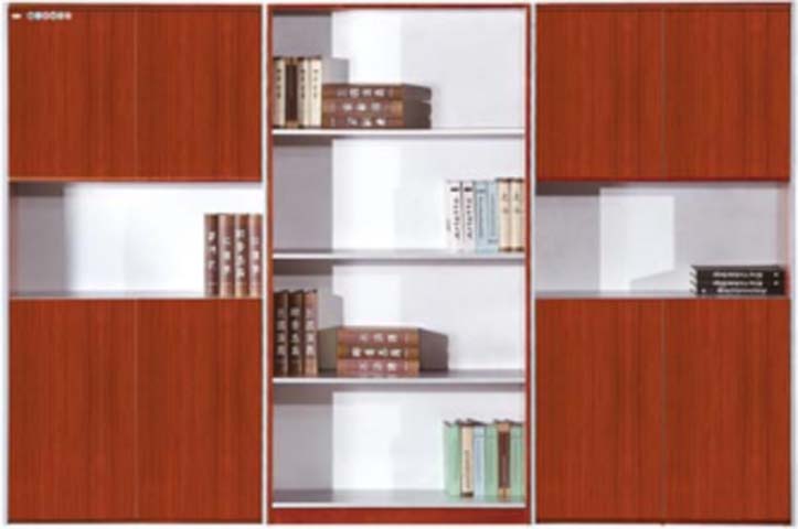 Three-Bay Mixed Open and Closed Office Bookcase Filing Cabinet OBC-3BAY-RW180