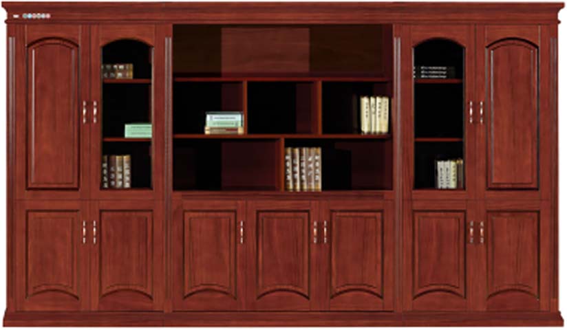 Traditional Mahogany-Toned 5-Section Executive Office Wall Bookcase with Open and Closed Storage EXB-5SEC-MAH-2490