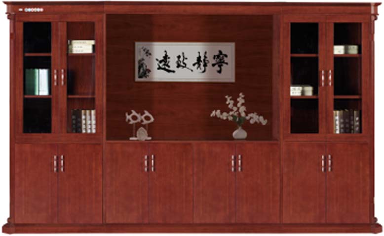 Traditional Mahogany Veneer Executive Office Bookcase with Display and Storage OF-BK-3600-MAH