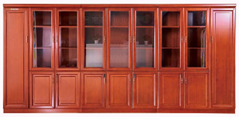 Traditional Red-Brown Multi-Bay Executive Office Bookcase Storage Cabinet EXBC-GL8-3810