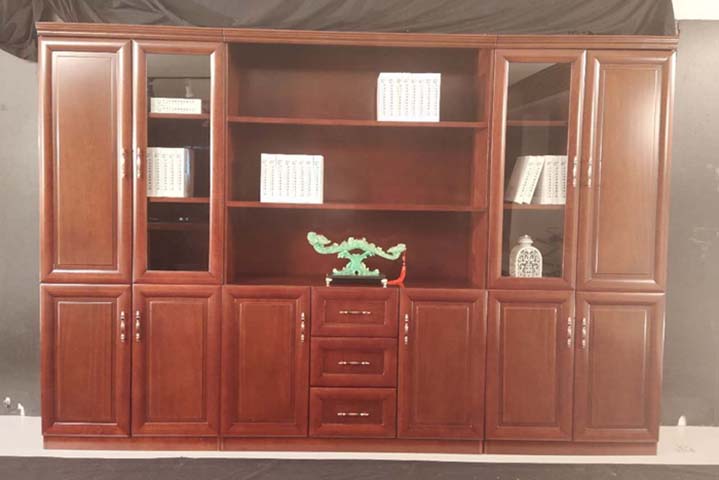 Traditional Wooden Executive Office Bookcase with Central Open Shelves OBC-TRAD-3600-2200