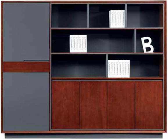 Two-Tone Mixed Open-Closed Office Storage Cabinet OFC-CAB-2T-2400-400-2000