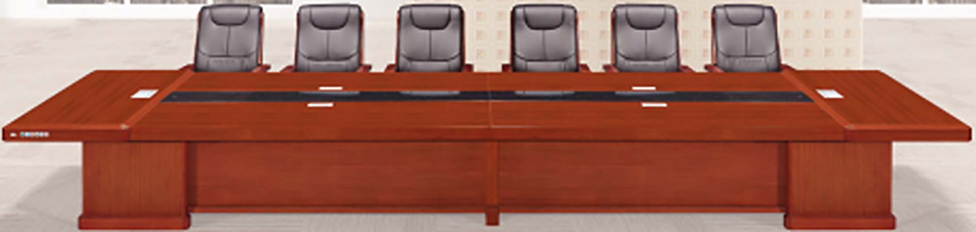 14-Seat Rectangular Red Mahogany Veneer Conference Table with Central Cable Raceway CNF-RD4500-WD-CBL
