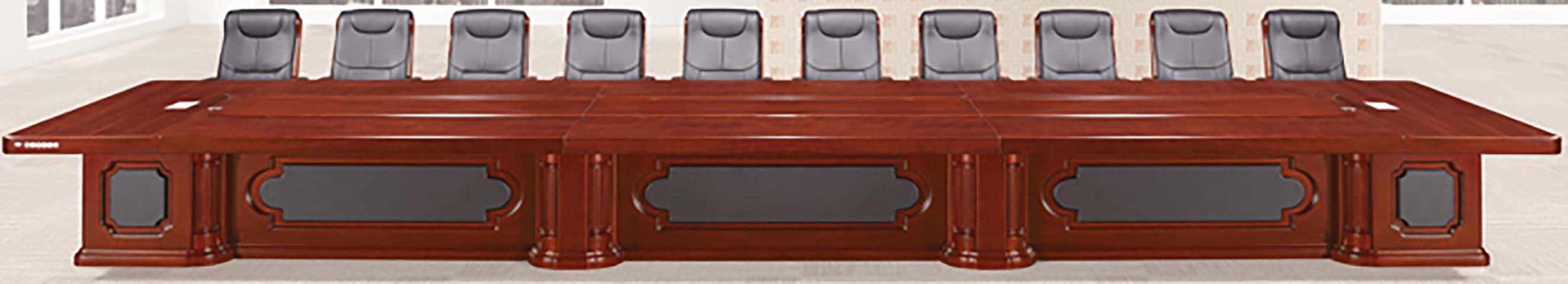 Traditional Mahogany Veneer Rectangular Large Conference Table CONF-MAH-6000-20P