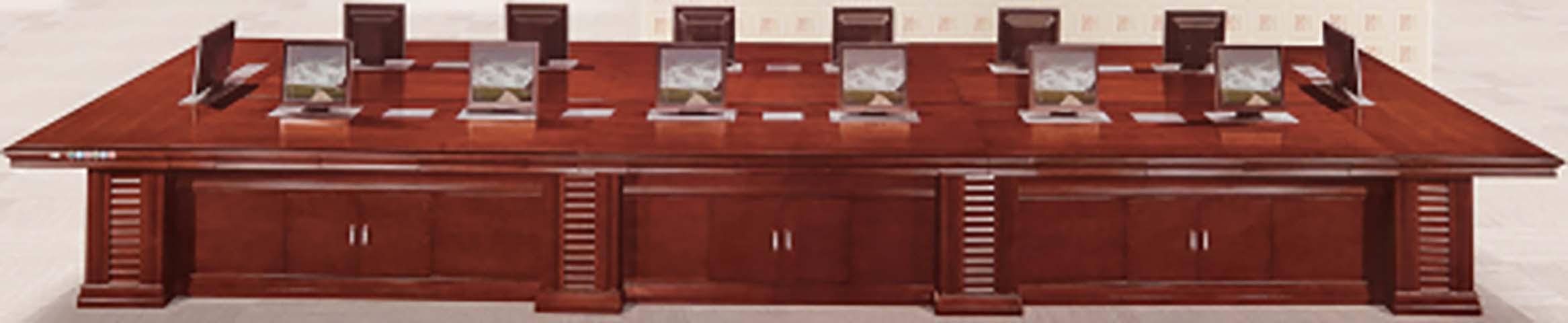 Mahogany Finish AV-Ready Rectangular Conference Table with Enclosed Cabinet Base CONF-AV-MAH-5400-16P