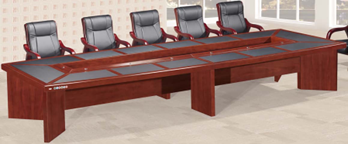 U-Shaped Traditional Veneer Conference Table with Integrated Power Channel CNF-U4800-10P