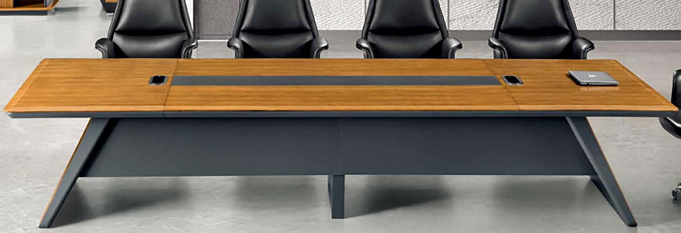 Two-Tone Rectangular Conference Table with Central Cable Raceway CT-2T2400-WD