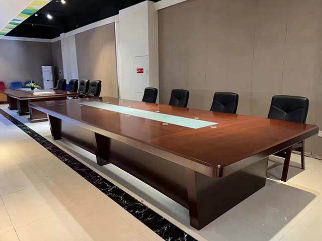 Large Rectangular Wooden Conference Table with Central Cable Management Panel CONF-RECT-4800-WD