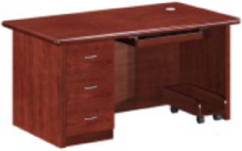 Single Pedestal Executive Office Desk with Mobile CPU Stand OFDSK-1400RED-3D