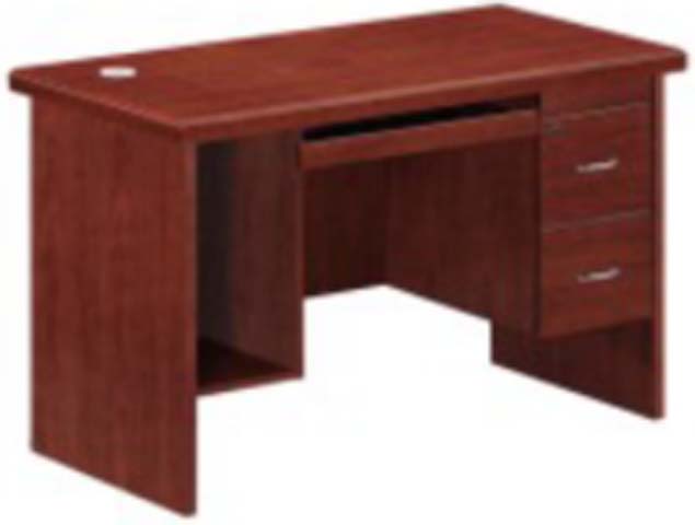 Mahogany Finish Single Pedestal Office Desk with Keyboard Tray and Cable Grommet OD-MAH-SP-1400