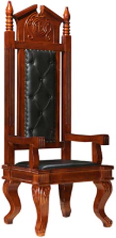 Gothic Style Carved Solid Wood High-Back Throne Armchair with Black Diamond Tufted Upholstery GTH-ARM-001
