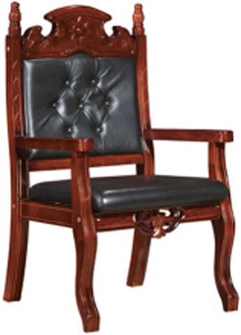 Traditional Carved Solid Wood High-Back Tufted Black Executive Armchair EXE-WD-001