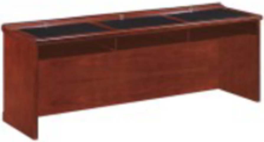 Traditional Reddish-Brown Wood Veneer Executive Desk with Black Writing Insets EXEC-KH-2010-CHY