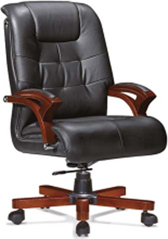 High-Back Quilted Black Upholstered Executive Office Chair with Wood Armrests and 5-Star Base EXEC-WDQB-01